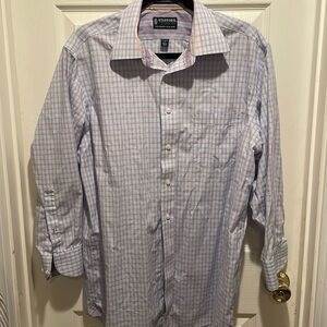 Stafford purple gingham long sleeve shirt